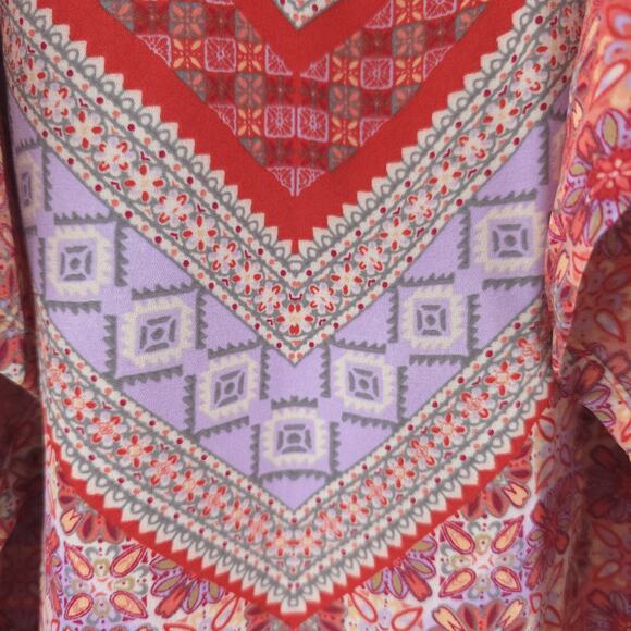 Fourteenth Place Boho Indie Romantic Floral Geometric Blouse Flutter Sleeve S - Picture 8 of 11